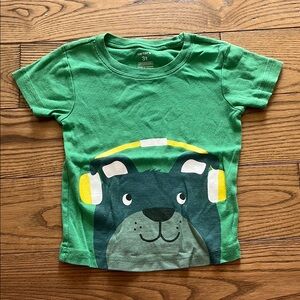 Carter's Green and Yellow Short Sleeve Tee with Bear Design